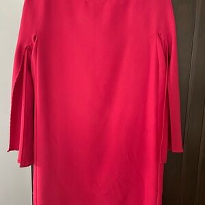 Zara Pink Sheath Dress with 3/4 Sleeves and Crew Neck